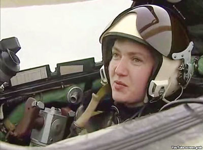 1st Lt. Nadiya Savchenko in a photo posted on July 10 by RFE/RL.