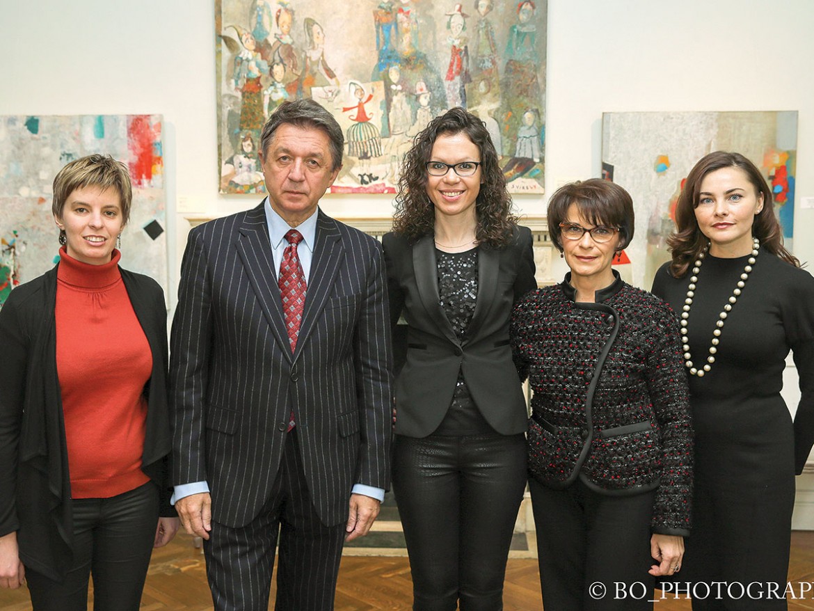 Permanent representative of Ukraine to the United Nations Yuriy Sergeyev and his wife, Nataliya (second from right), with the event organizers: (from left) Lyuba Shipovich (Razom), Alla Korzh (Sublimitas) and Iryna Mazur (New Ukrainian Wave).