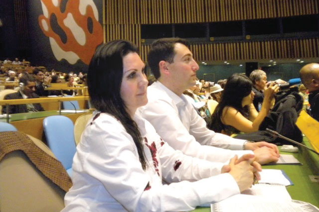 Ayla Bakkalli at the United Nations Permanent Forum on Indigenous Peoples.