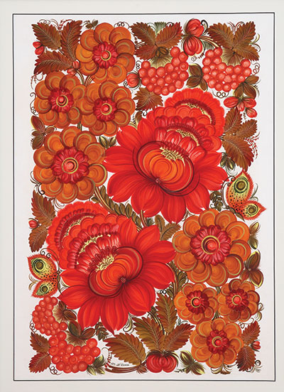“Floral Composition” by Tamara Samets (1979, gouache on paper, 29 x 21 inches).