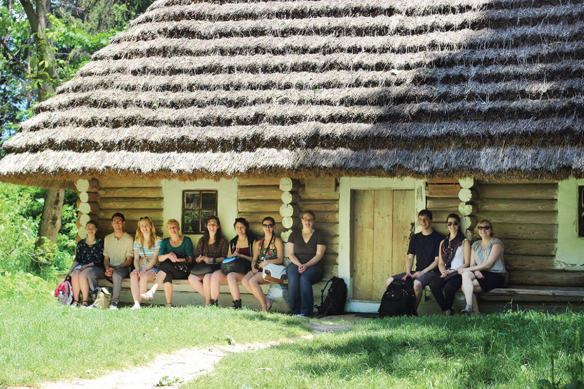 Students during an excursion to Lviv’s Shevchenkivskyi Hai outdoor museum of folk architecture in 2012.