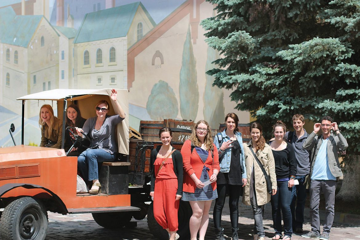 Students on a tour to Lvivska Pyvovarnia, the Lviv Brewery in 2012.
