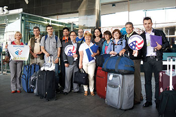 Peace Corps volunteers arrive in Ukraine.