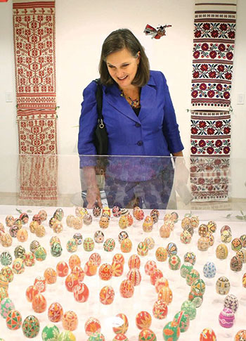 U.S. Assistant Secretary of State for European Affairs Victoria Nuland visits the exhibit.