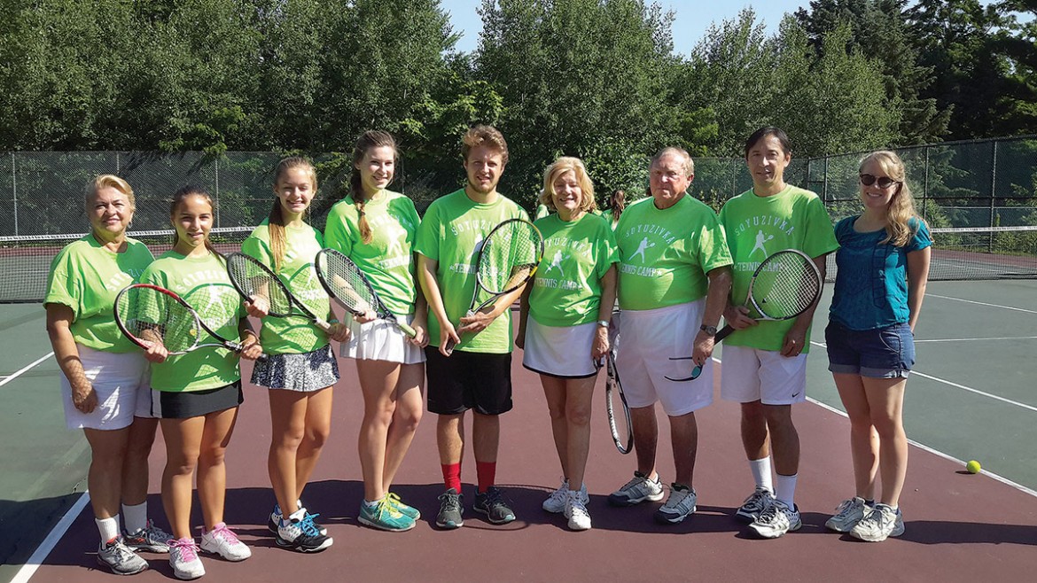 Tennis Camp Staff Members (from left): Olya Czerkas, Mary Hankewycz, Molly Bis, Victoria Voronovich, Andrij Cymbal, Petrusia Sawchak, Yurko Sawchak, Don Kopach and Laryssa Liteplo.