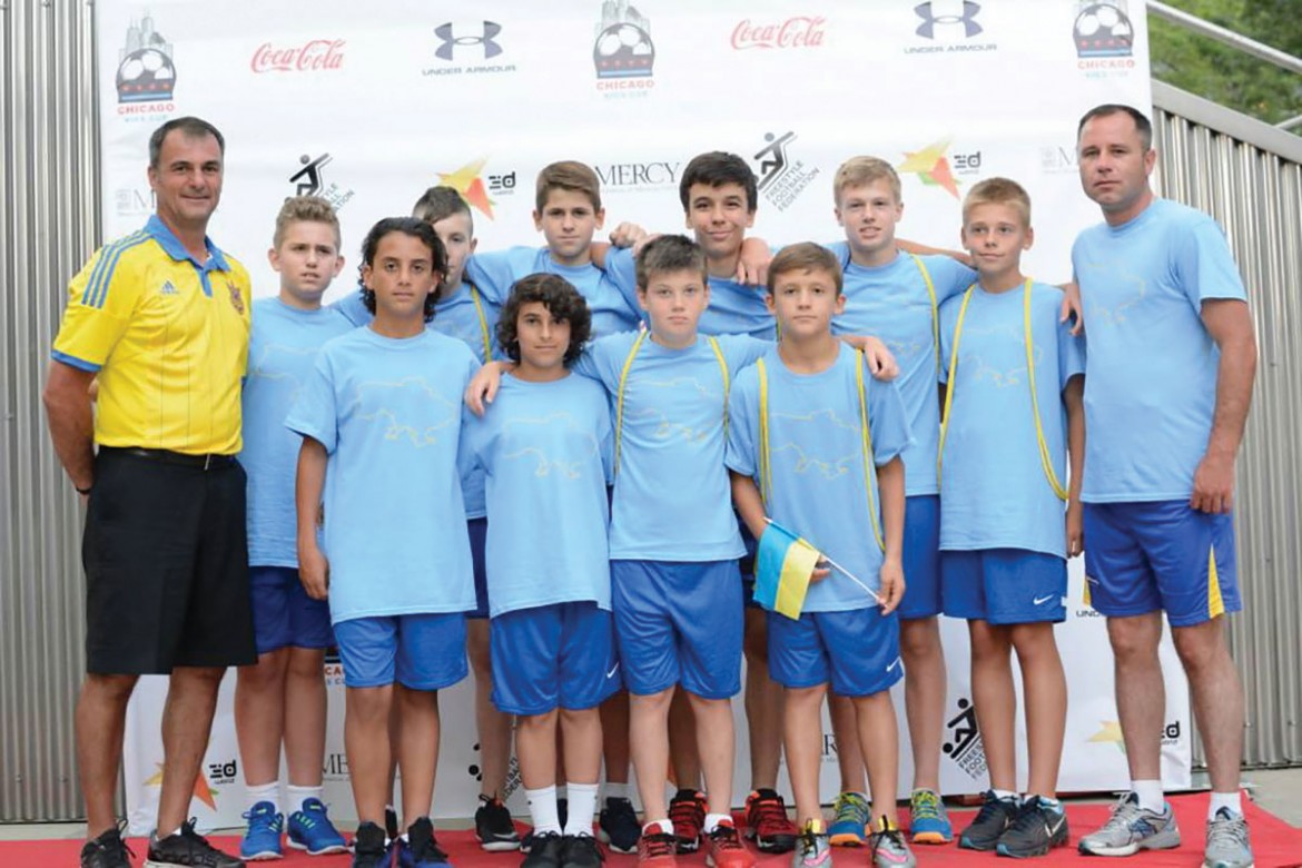 Club Ukraina, winners of the U-12 division of the 2015 KICS Cup International Youth Soccer Tournament in Chicago. 