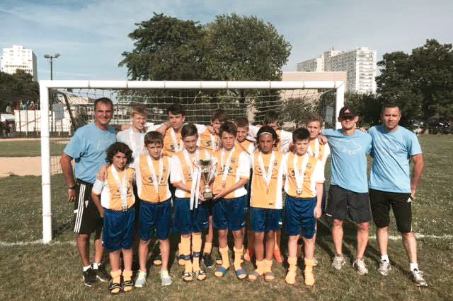 Club Ukraina, winners of the U-12 division of the 2015 KICS Cup International Youth Soccer Tournament in Chicago.