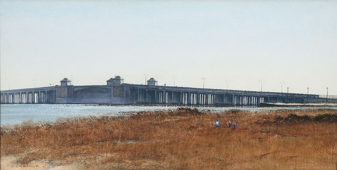 “Old Bridge to Rockaway, N.Y.” (1969, watercolor on paper, included in the American Watercolor Society’s 101st annual travelling exhibition).