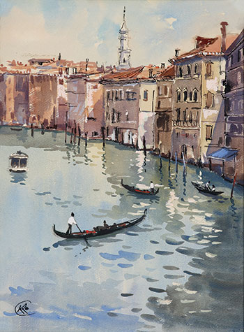Kateryna Krychevska-Rosandich’s “Grand Canal, Venice” (1966, watercolor on paper).