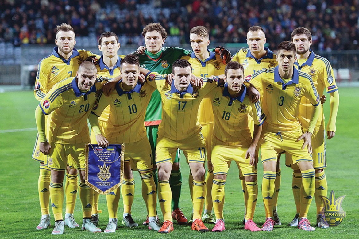 Ukraine’s National Team prior to the match.