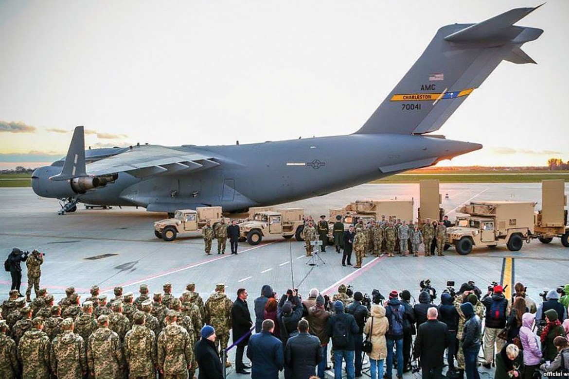 The scene at the airport in Yavoriv, where the U.S. delivered two counter-battery radar systems to Ukraine to bolster the country’s defense and internal security operations.