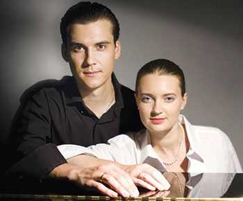 The piano duo of Anna and Dmytro Shelest.