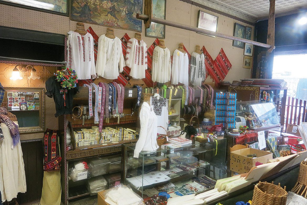 Ukrainian embroidered shirts and sewing materials.  