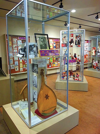 A display about storyteller and bandura crafter Myroslav Diakowsky