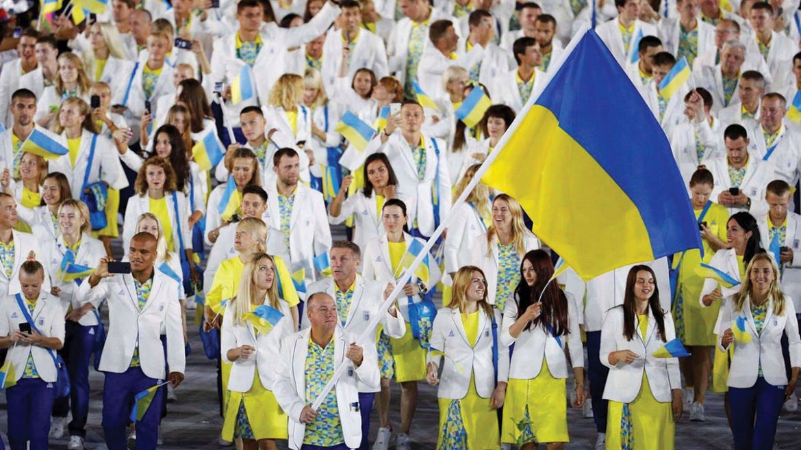 Ukrainian Olympic Team at the 2016 Rio Summer Olympics during the opening ceremonies. 