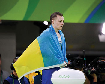 Gymnast Oleh Vernyayev, silver medalist (all-around).
