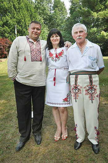 Lemko Vatra masters of ceremonies (from left): Darek Kuzmiak, Halyna Semenyak and Vasyl Harhaj. 