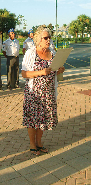 Mayor Jacqueline Moore reads the proclamation issued for Ukraine’s Independence Day.