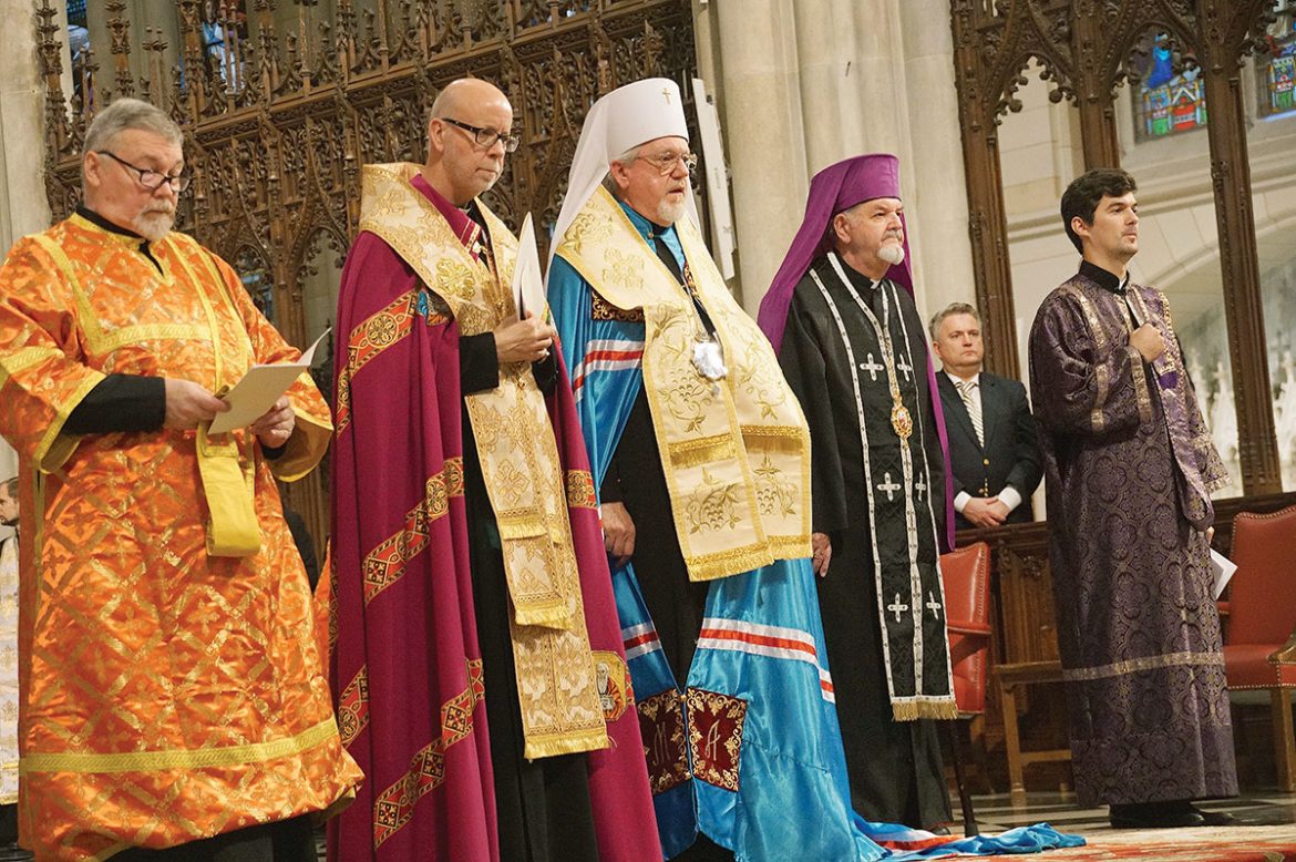 The service is led by hierarchs (from left) Bishop Paul Chomnycky, Metropolitan Antony and Bishop Emeritus Basil Losten.