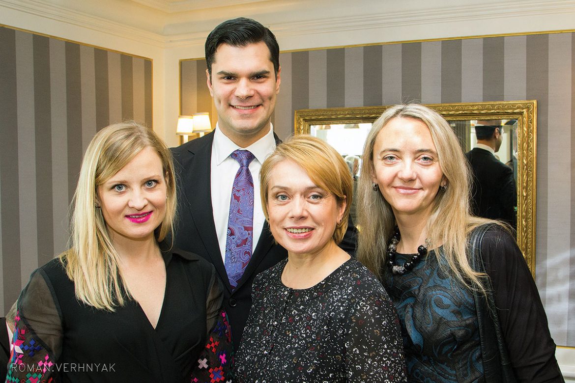 At the New York  event (from left) are: Friends of UCU committee member and event co-chair Anya Shpook Nikitin, Petro Nikitin, Ukraine’s Minister of Education and Science Liliya Hrynevych and UCU Vice Rector for Development and Communications Natalia Klymovska.