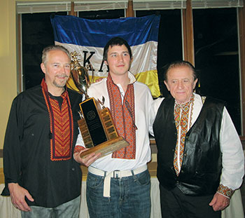 Erko Palydowycz (center), the fastest male skier of the 2017 races, is seen with his father, Eri Palydowycz (left), and grandfather, Severyn (also known as Erko) Palydowycz.