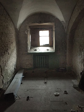 One of many holding cells no longer in use because of dilapidation at the Lukyanivska Prison in Kyiv that still houses over 2,400 inmates. 