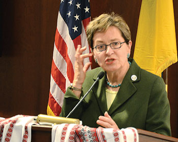 Rep. Marcy Kaptur (D-Ohio) speaks at the congressional reception, calling on all Americans to be staunch in their support of freedom and liberty for all.