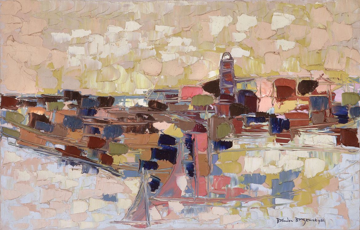 Untitled seascape (1960, oil on canvas, 18 x 28 inches, collection of the Ukrainian Museum and Library of Stamford).