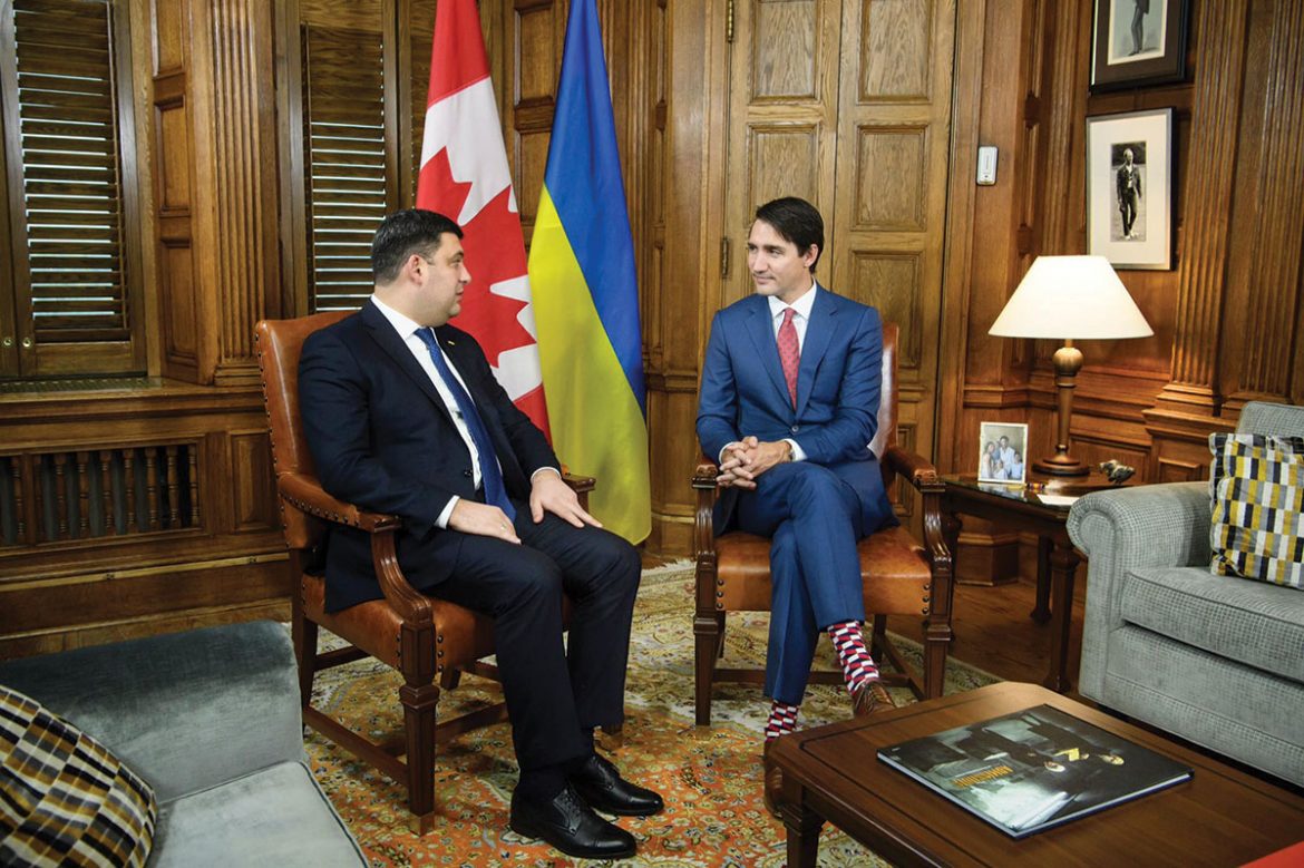 During their meeting in Ottawa on October 31, Prime Ministers Volodymyr Groysman of Ukraine and Justin Trudeau of Canada.