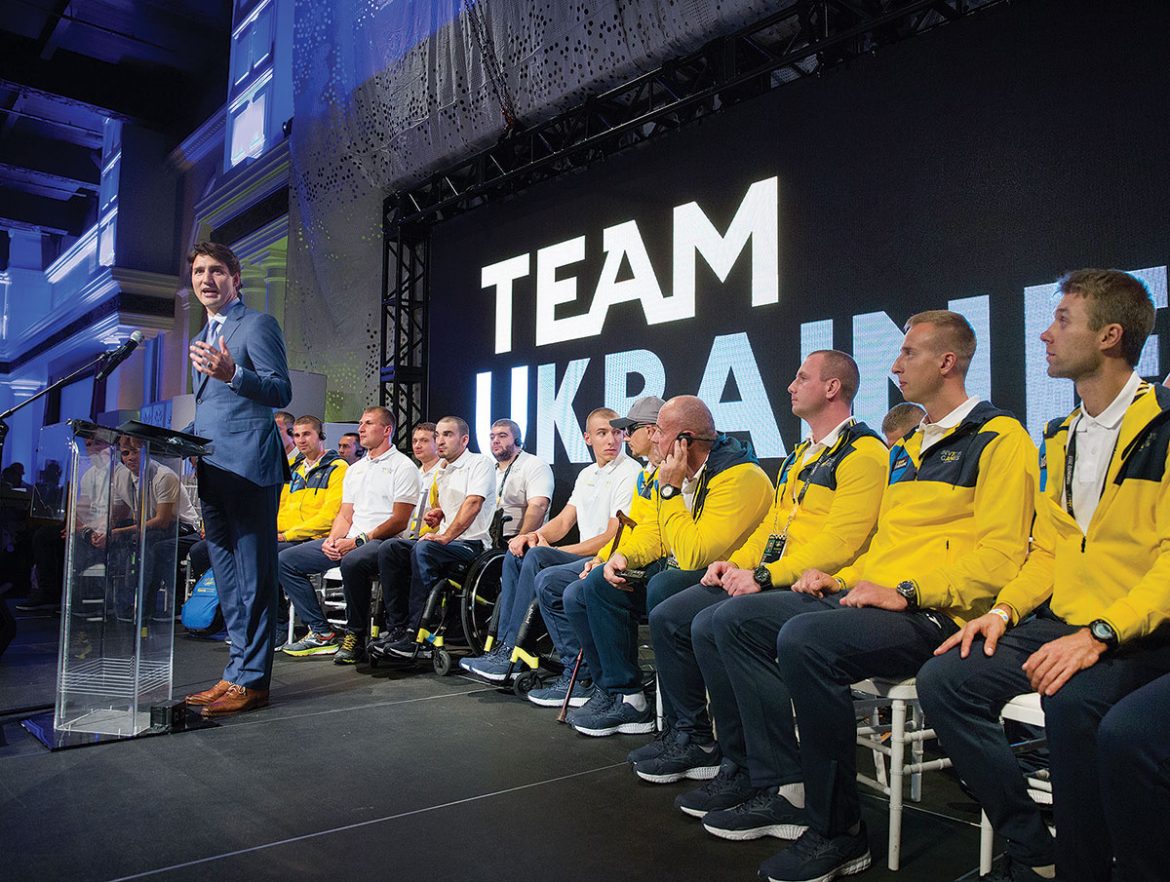 Canadian Prime Minister Justin Trudeau speaks at the gala reception organized by the Ukrainian Canadian Congress on September 22 for Ukraine’s athletes competing in the Invictus Games.